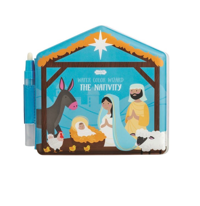 Water color wizard nativity scene