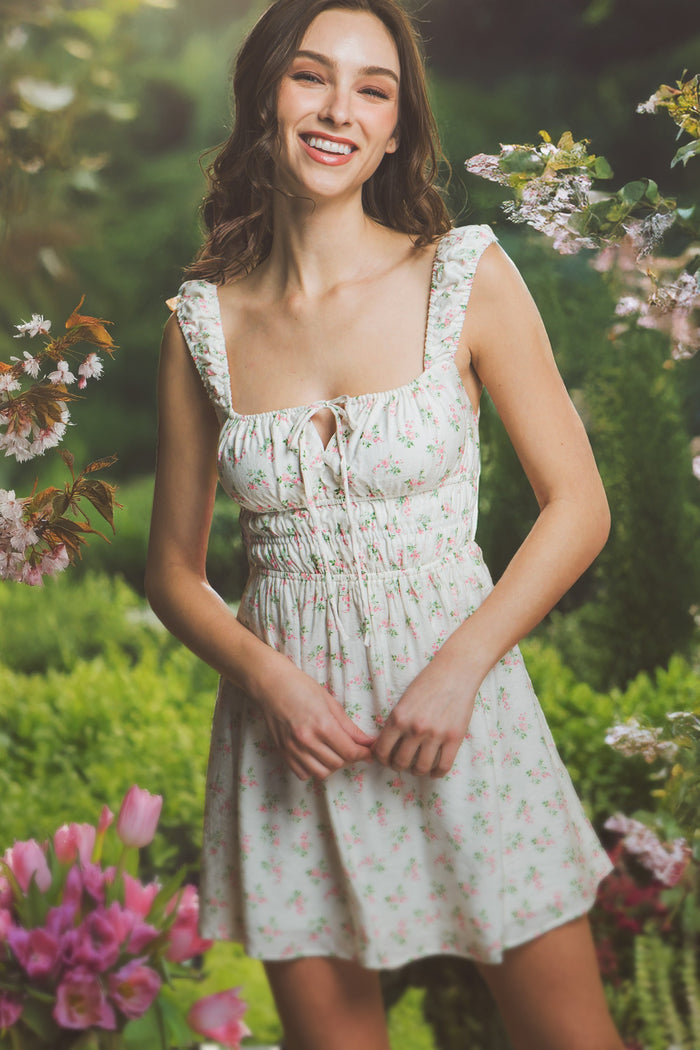 Floral Dress With Elasticated Details