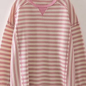 Pink Stripe Waffle Top