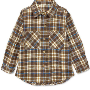 Tween Girl's Plaid Flannel Shirt W/ Double Pocket