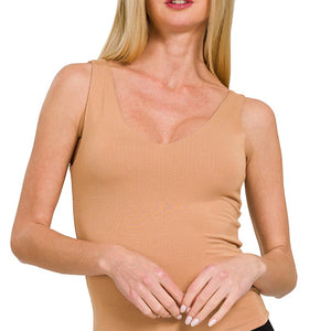 Premium Rayon Double Layered V-neck Tank Top, 5 colors