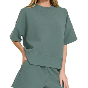 Ash Jade Ribbed Waist Banded Tee & Shorts Set
