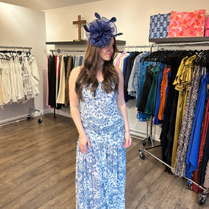 FLORAL TILT MESH FEATHER FASCINATOR, 2 COLORS