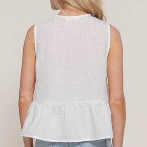 Sleeveless Bow Tie Linen Effect Top