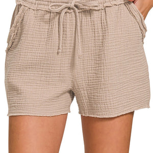 Double Gauze Drawstring Shorts, 2 colors
