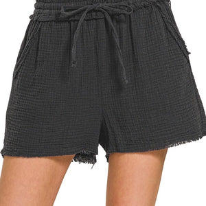 Double Gauze Drawstring Shorts, 2 colors