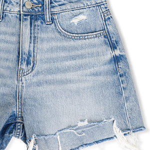 Distressed Hem Denim Shorts