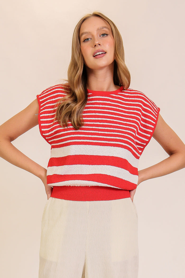 Red Striped Serenity Sleeveless Top