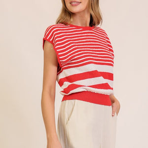 Red Striped Serenity Sleeveless Top