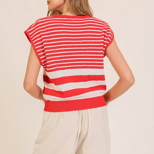 Red Striped Serenity Sleeveless Top