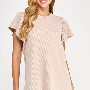 Ribbed ruffle top, 2 colors