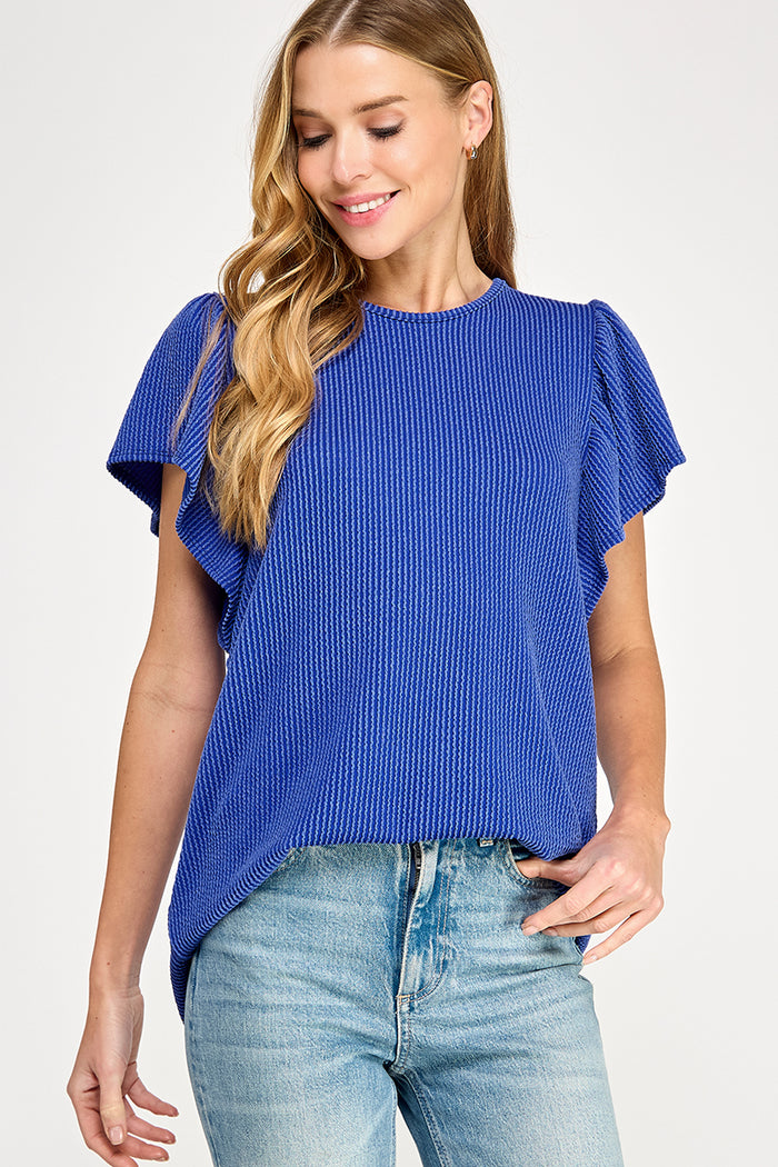 Ribbed ruffle top, 2 colors