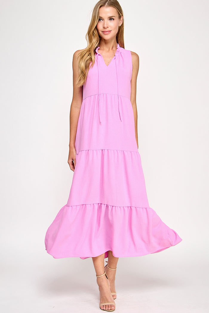 Solid Pink maxi dress