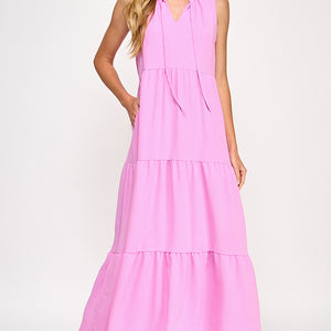 Solid Pink maxi dress