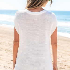 Solid Color Sweater Tee With Side Slits