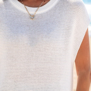 Solid Color Sweater Tee With Side Slits