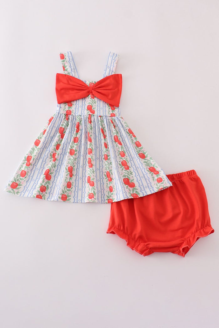 Apple Print Bow Bloomer Set