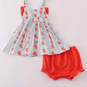 Apple Print Bow Bloomer Set