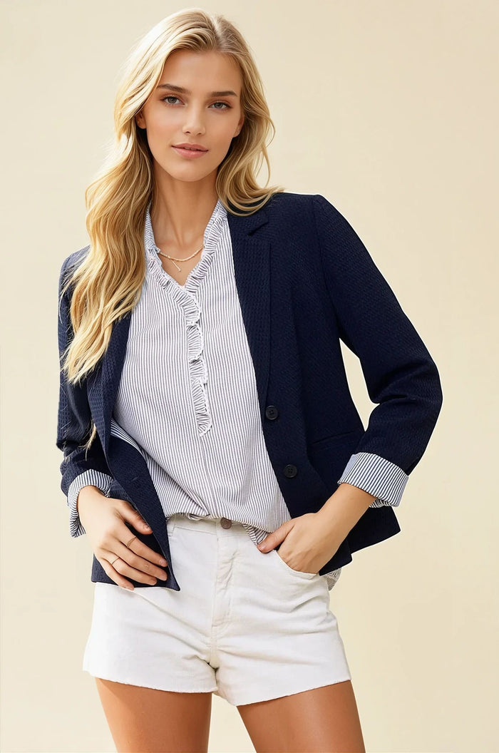 Navy Stripe Lined Blazer