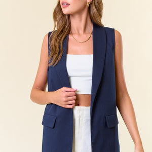 Shawl Neck Open Front Vest Blazer 10594J.....