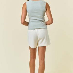 Ivory Textured Knit Shorts