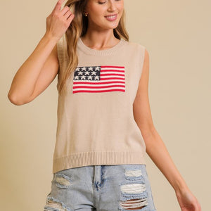 Natural USA Flag Sweater Top