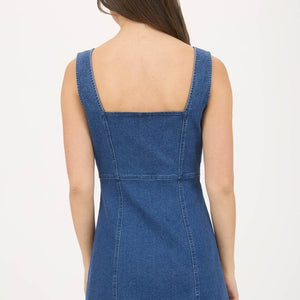 Denim Zip Up Sleeveless Mini Dress