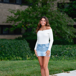Cream off the shoulder knit
