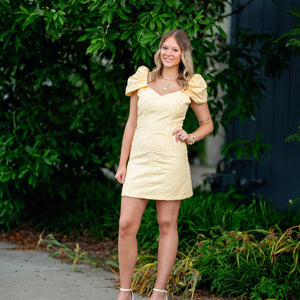 Butter puff sleeve dress