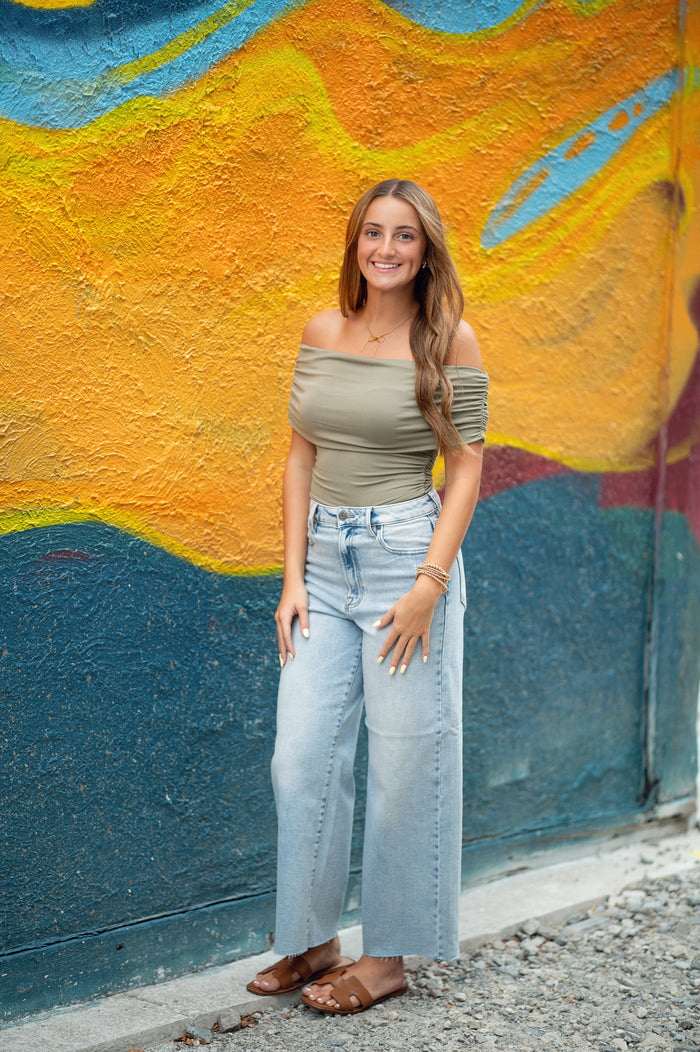 Light Wash Clean Stretch Wide Leg Denim