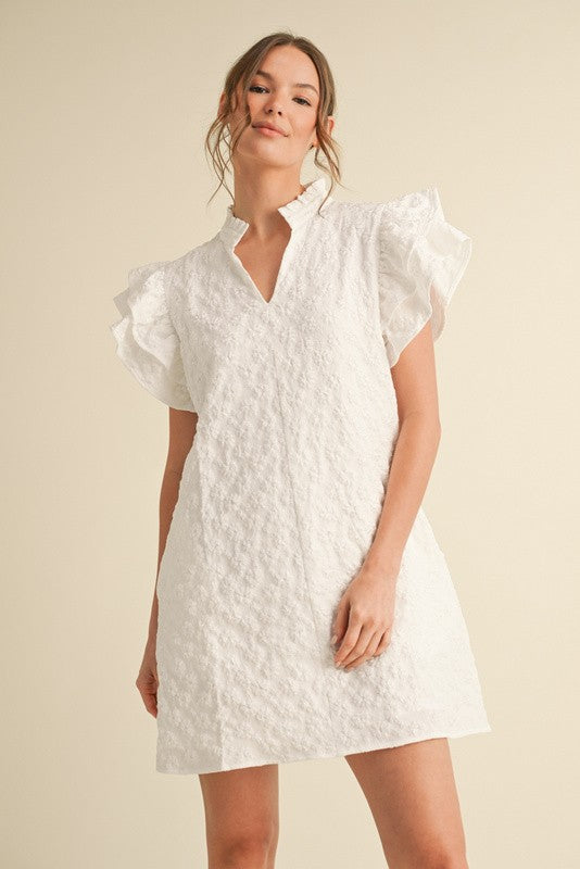 Floral Embroidered Ruffly Dress