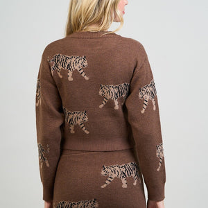 Tiger print sweater skirt set