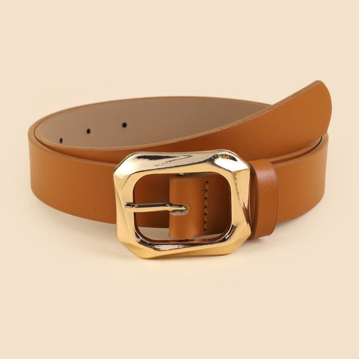 Gold buckle brown belt