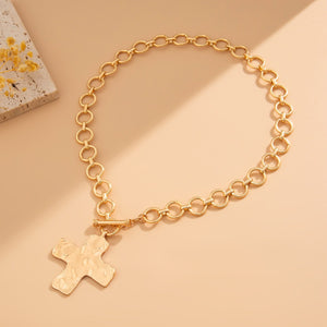 Chunky Cross Necklace, GOLD OR SILVER