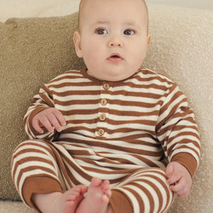 QM brown striped one piece