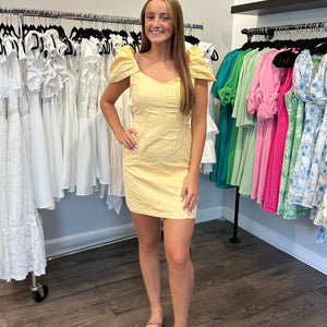 Butter puff sleeve dress