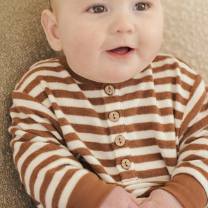 QM brown striped one piece