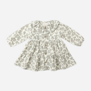 QM green floral dress with buttons