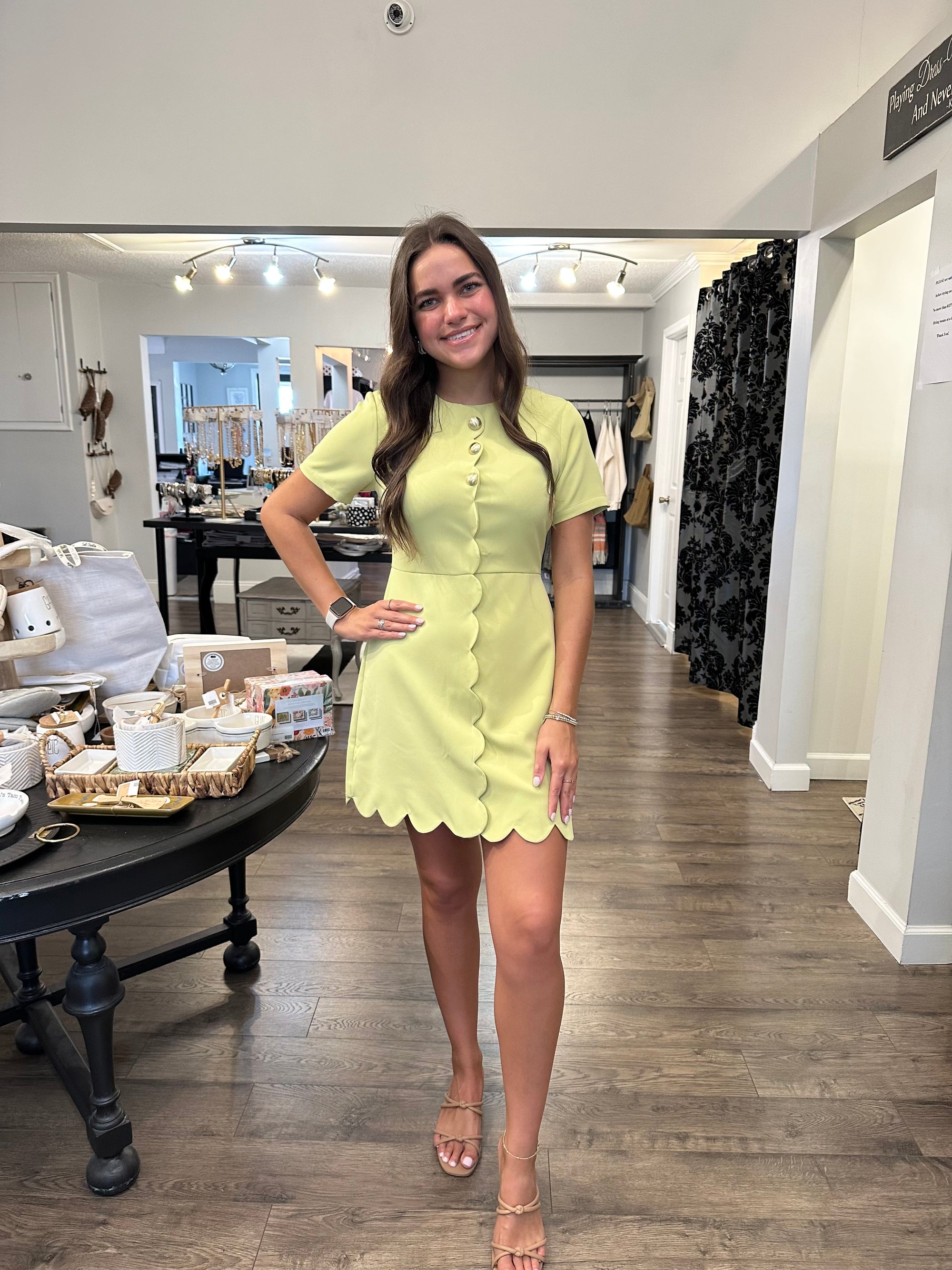 Scalloped Light Green Dress Scalloped Light Green Dress