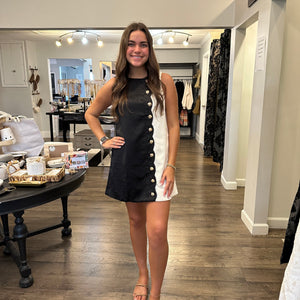 Black/Ivory Scalloped Dress