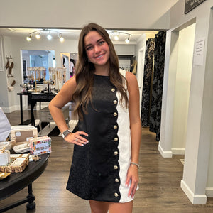 Black/Ivory Scalloped Dress