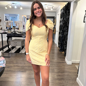 Butter puff sleeve dress