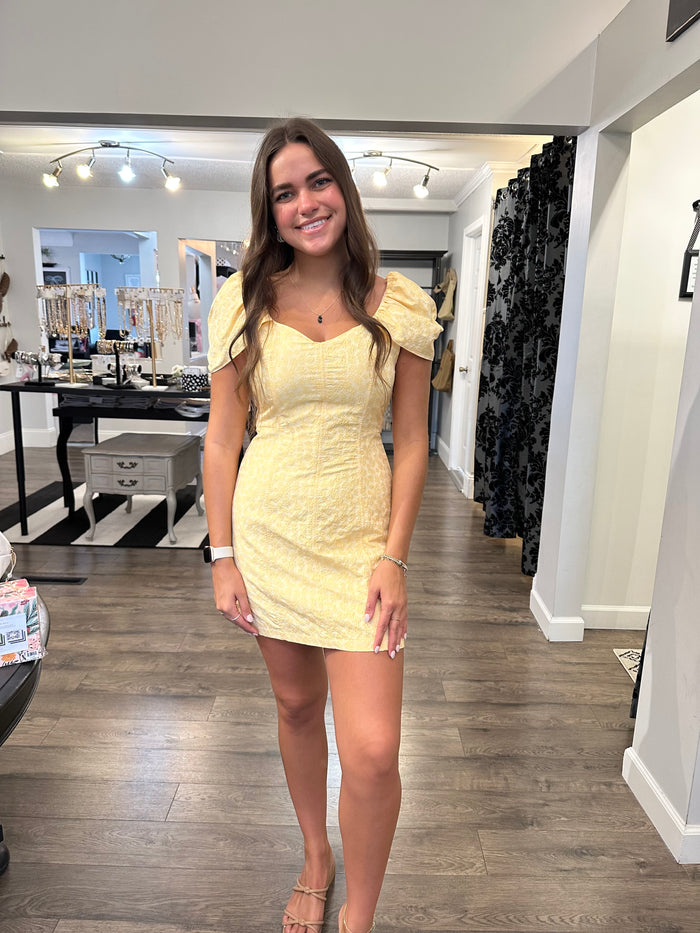 Butter puff sleeve dress