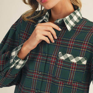 Green Check Mix Match Button Down Shirt