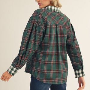 Green Check Mix Match Button Down Shirt