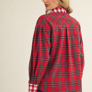 Check Mix Match Button Down Shirt, Green or Red