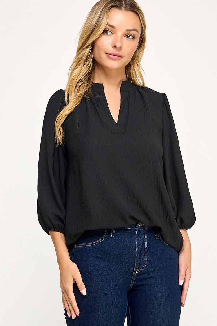 Black V neck blouse