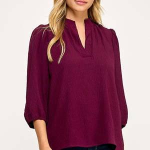 Burgundy V neck Blouse