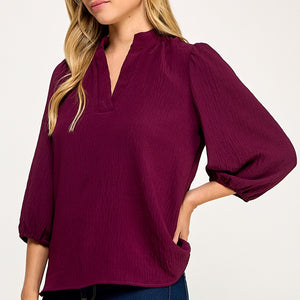 Burgundy V neck Blouse