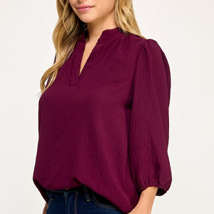 Burgundy V neck Blouse